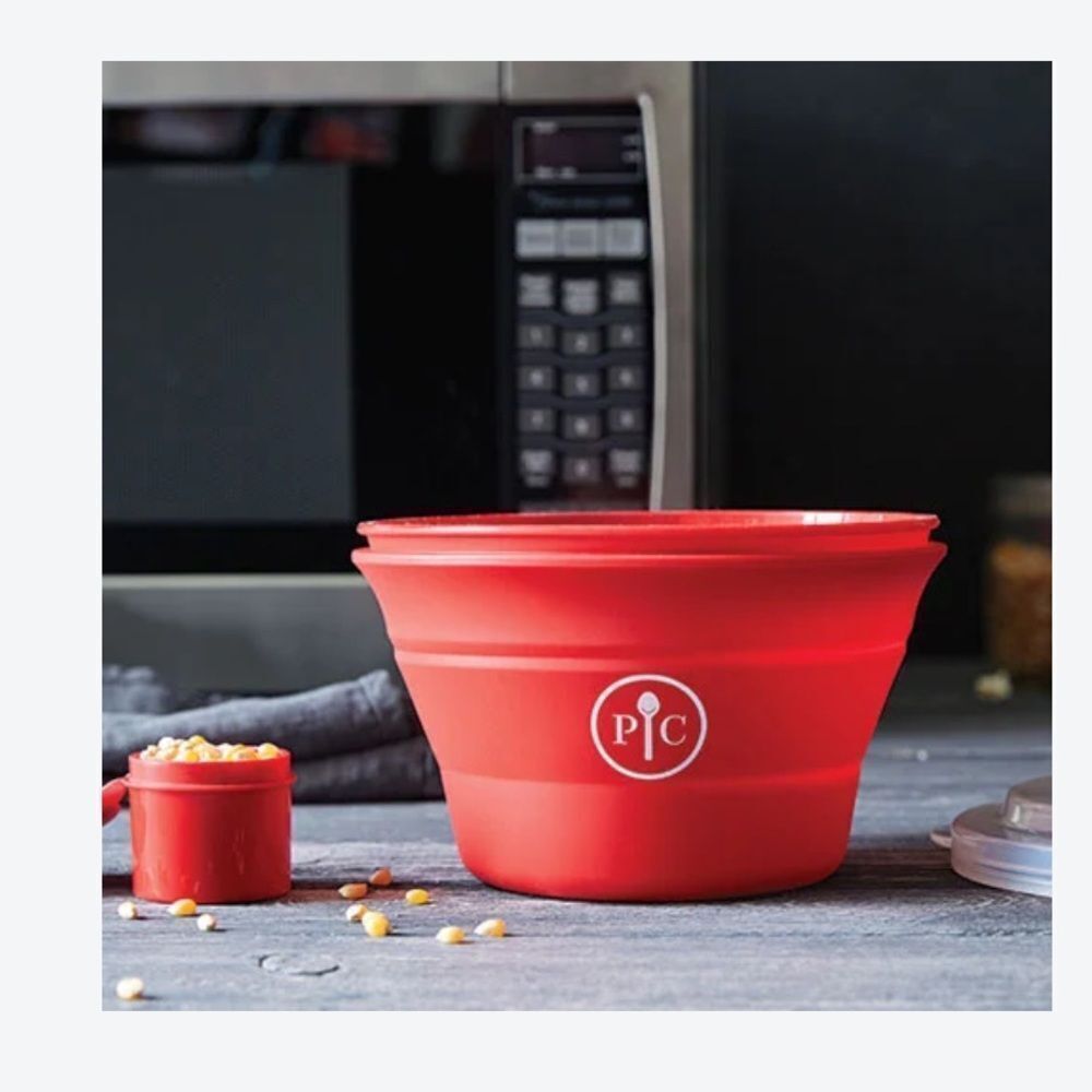 Pampered Chef Vibrant Red Popcorn Maker Microwave silicone